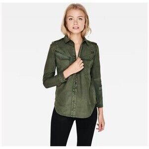 G STAR Raw Roving Straight Fit Shirt Green Long Sleeve Utility Buttoned Soft XS